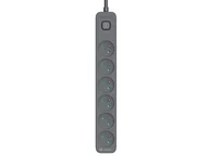 Listwy zasilające - Listwa zasilająca antyprzepięciowa TRACER Power Line+ 1,8 m Graphite (6 gniazd) - miniaturka - grafika 1