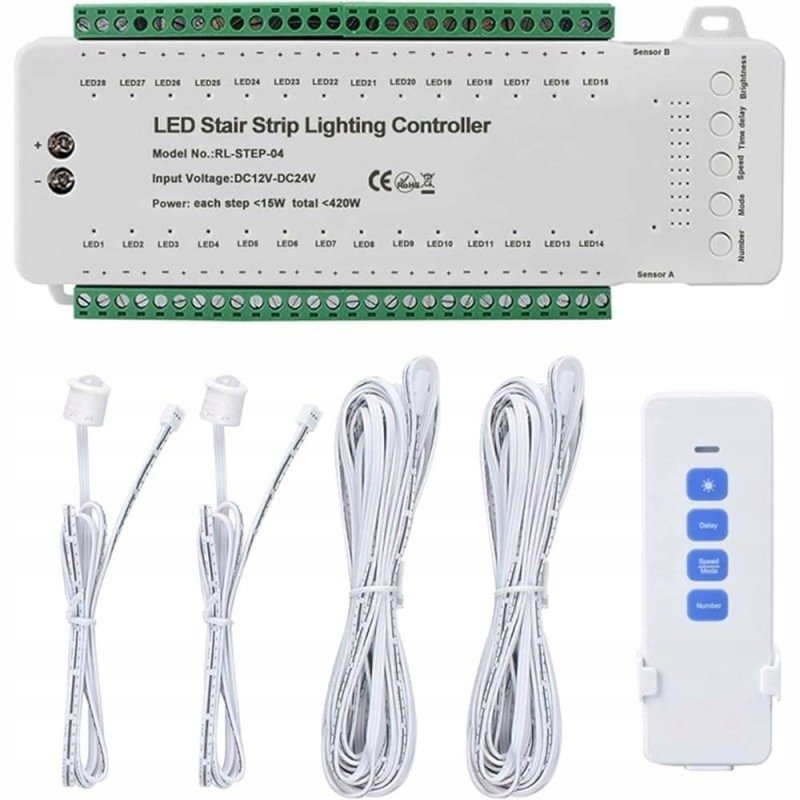 Sterownik schodowy Led RL-STEP-04 z podwójnym czujnikiem Pir