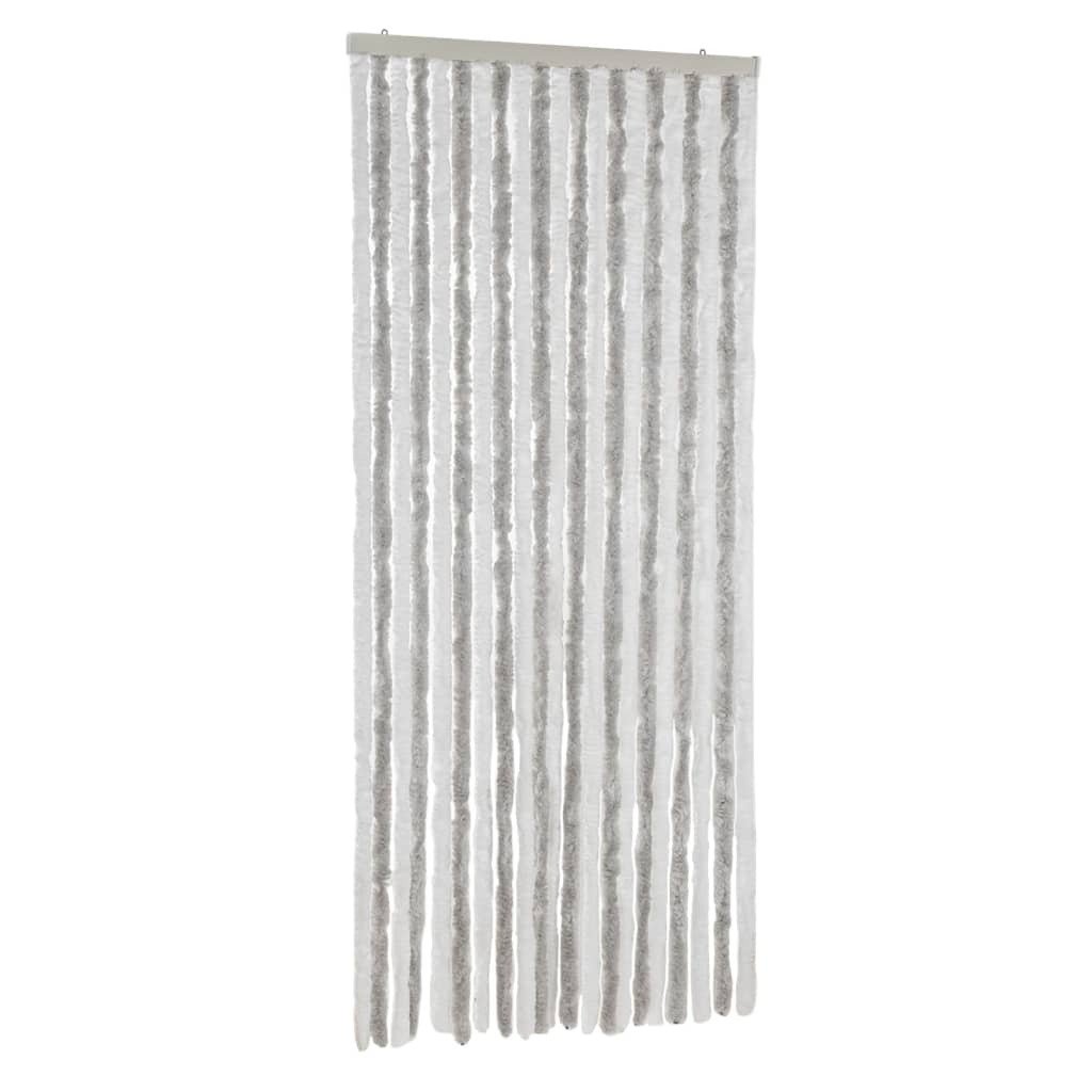 vidaXL Zasłona Fly jasnoszara i biała 90x200 cm szenilowa