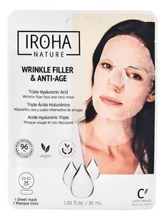 Iroha Nature, Przeciwzmarszczkowa maska w płachcie na twarz i szyję z kwasem hialuronowym, 30ml - Maseczki do twarzy - miniaturka - grafika 1