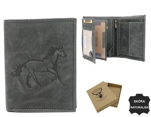 Portfel męski skórzany N4-CHM-HORSE Czarny - Portfele - miniaturka - grafika 1