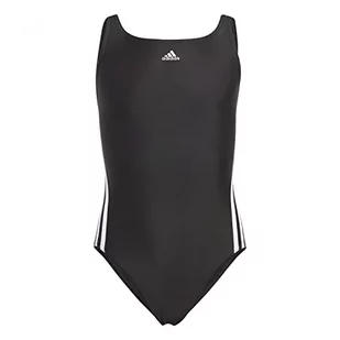 adidas, 3 paski, kostium kąpielowy, czarno-biały, 1314, dziewczynka - Stroje kąpielowe - miniaturka - grafika 1