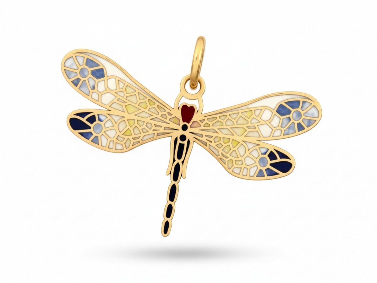 Złota zawieszka ważka żółte złoto próba 585 subtelna lekka elegancka na prezent