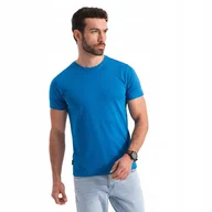 Koszulki męskie - Męski klasyczny bawełniany T-shirt BASIC - niebieski V12 OM-TSBS-0146 4XL - miniaturka - grafika 1