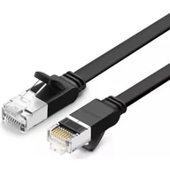 Kable USB - UGREEN Płaski kabel sieciowy z metalowymi wtyczkami, Ethernet RJ45, Cat.6, UTP, 0,5m (czarny) - miniaturka - grafika 1