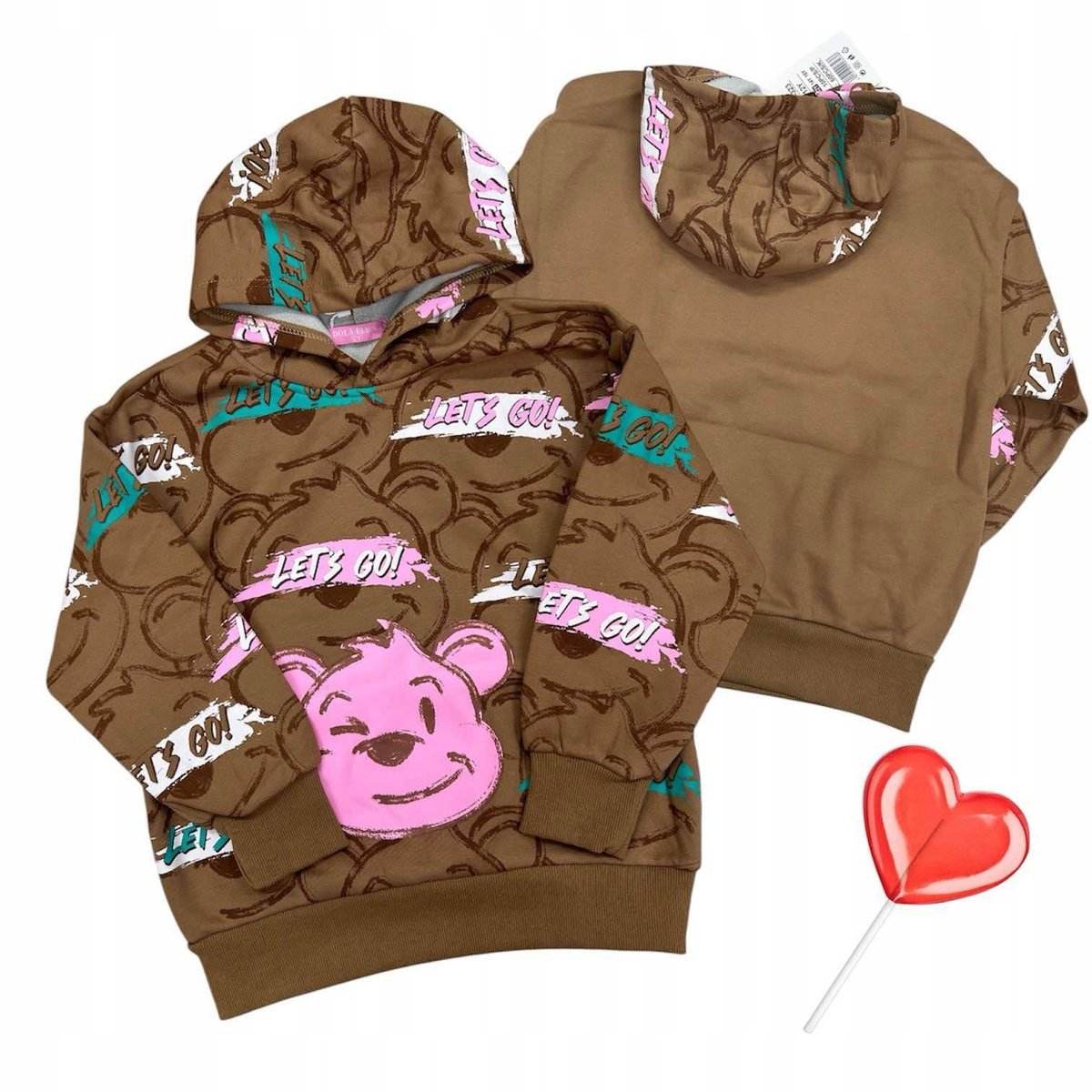 GRUBA BLUZA DZIECIĘCA misiu ciepła bawełna kaptur futerko 170 14 15 lat