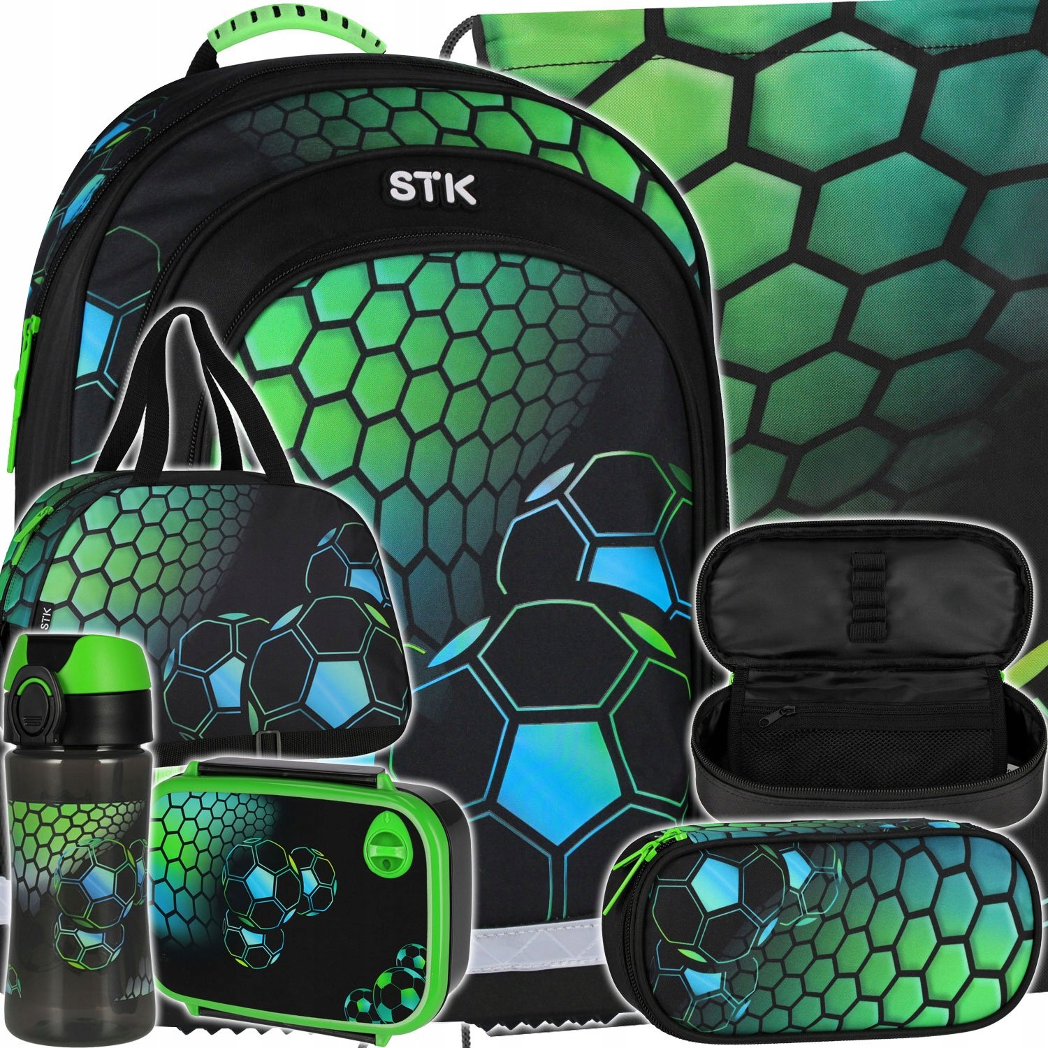 Plecak Szkolny Football Piłka Nożna Dla Klas 13 Duży Zestaw Z Torba Piórnik