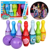 Zabawki i gry sportowe - Dinozaury Zestaw do gry w kręgle dla dzieci, gra zręcznościowa, 10 KRĘGLI + 2 KULE, 3+ - miniaturka - grafika 1