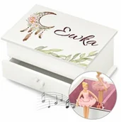 Pozytywki dla dzieci - Szkatułka na biżuterię z pozytywką i szufladką z nadrukiem dla dziewczynki na imieniny - miniaturka - grafika 1
