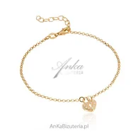 Bransoletki - ankabizuteria.pl Srebrna bransoletka pozłacana z kłódką w serduszku z - miniaturka - grafika 1