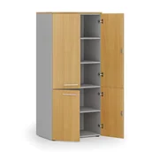 Szafy biurowe - Szafa biurowa pół-drzwi PRIMO GRAY, 1781 x 800 x 500 mm, szary/buk - miniaturka - grafika 1