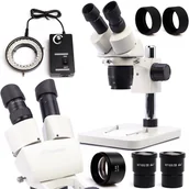 Mikroskopy i lupy - Mikroskop Stereoskopowy Techrebal K10E 10-40x Regulowane Oświetlenie LED 56x Obiektyw 0,5x Zestaw - miniaturka - grafika 1