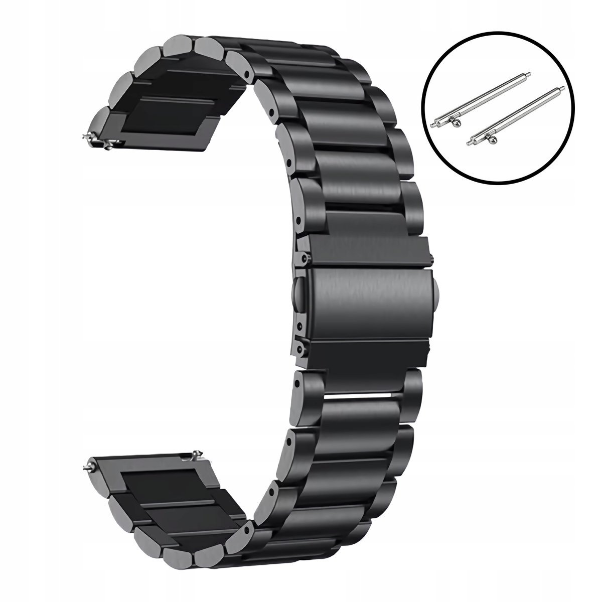BRANSOLETA PASEK DO ZEGARKA I SMARTWATCHA STALOWA 22 MM CZARNA UNIWERSALNA