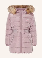 Płaszcze damskie - S.Oliver Red Płaszcz Pikowany Z Odpinanym Kapturem lila - miniaturka - grafika 1