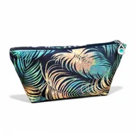 Kosmetyczki, organizery i kuferki - Kosmetyczka damska organizer do torebki etui kosmetyczka welurowa pióra - miniaturka - grafika 1