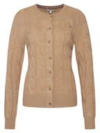 Swetry damskie - Tommy Hilfiger Kardigan WW0WW47463 Beżowy Regular Fit - miniaturka - grafika 1