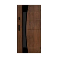 Drzwi zewnętrzne - Drzwi zewnętrzne stalowe Lyon czarno-orzechowe 100 Prawe Pantor - miniaturka - grafika 1