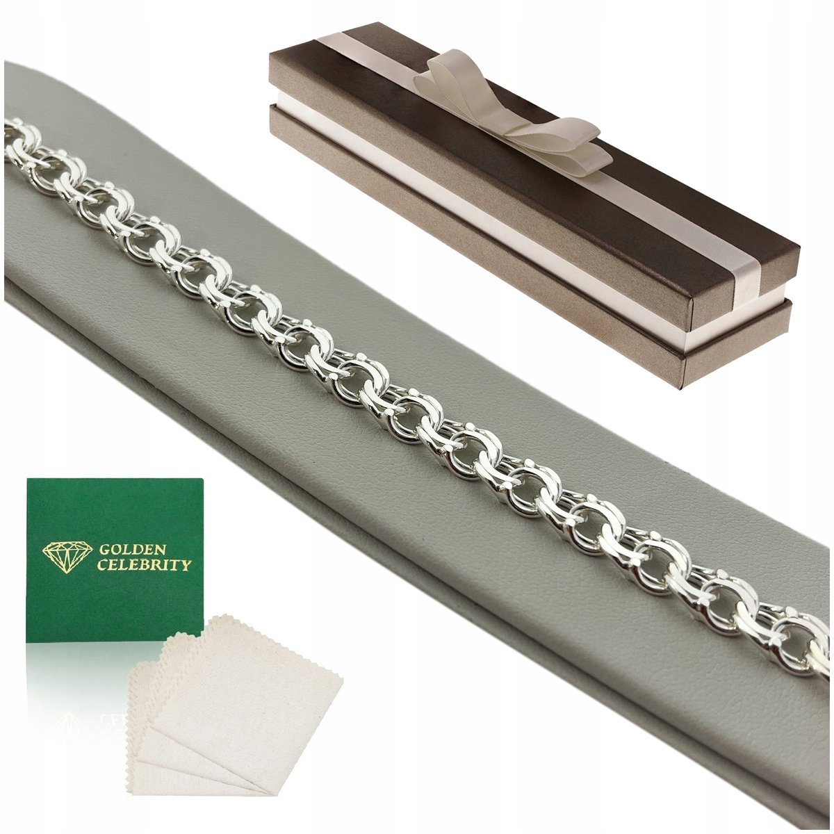 SREBRNA MĘSKA BRANSOLETKA GARIBALDI 21cm/8mm SREBRO PRÓBA 925 + Y