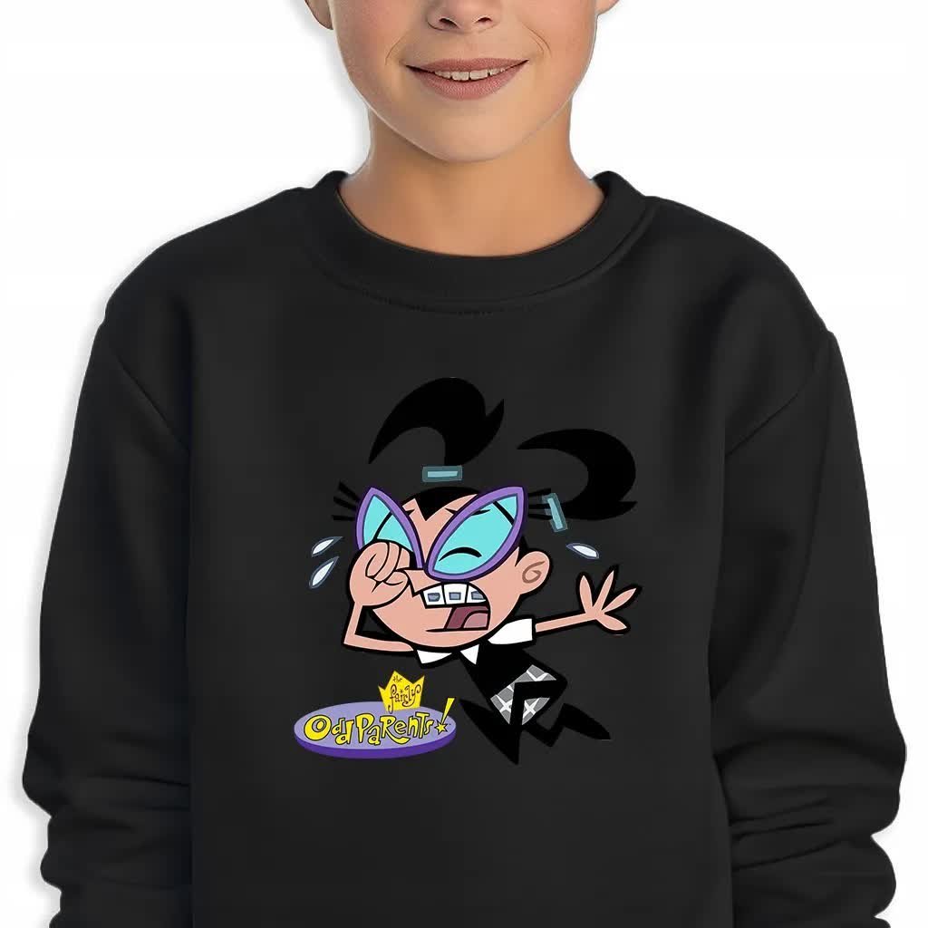 Bluza Dziecięca Czarna Tottie Wróżkowie Chrzestni Wzory -140 Cm (9-11)