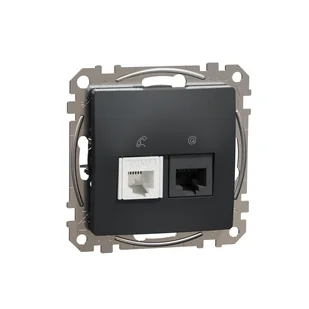 Schneider Gniazdo internetowo-telefoniczne (RJ45 kat.5e UTP + RJ11) SEDNA Design & Elements antracyt - Gniazdka elektryczne - miniaturka - grafika 1