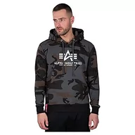 Bluzy męskie - ALPHA INDUSTRIES Męska bluza z kapturem Basic Logo Camo Black camo, Black Camo, 4XL - miniaturka - grafika 1