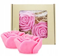 Świece - Zestaw prezentowy 2 świeczki PŁATKI RÓŻY różowe - miniaturka - grafika 1