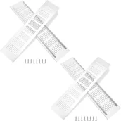 Kratki wentylacyjne - Kratka wentylacyjna aluminiowa z wkrętami do wentylacji szafek i pomieszczeń, 35 x 8 cm, srebrna, 4 sztuki - miniaturka - grafika 1