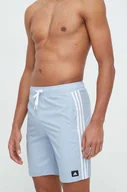Stroje kąpielowe - adidas Performance szorty kąpielowe 3Stripes CLX kolor niebieski - miniaturka - grafika 1