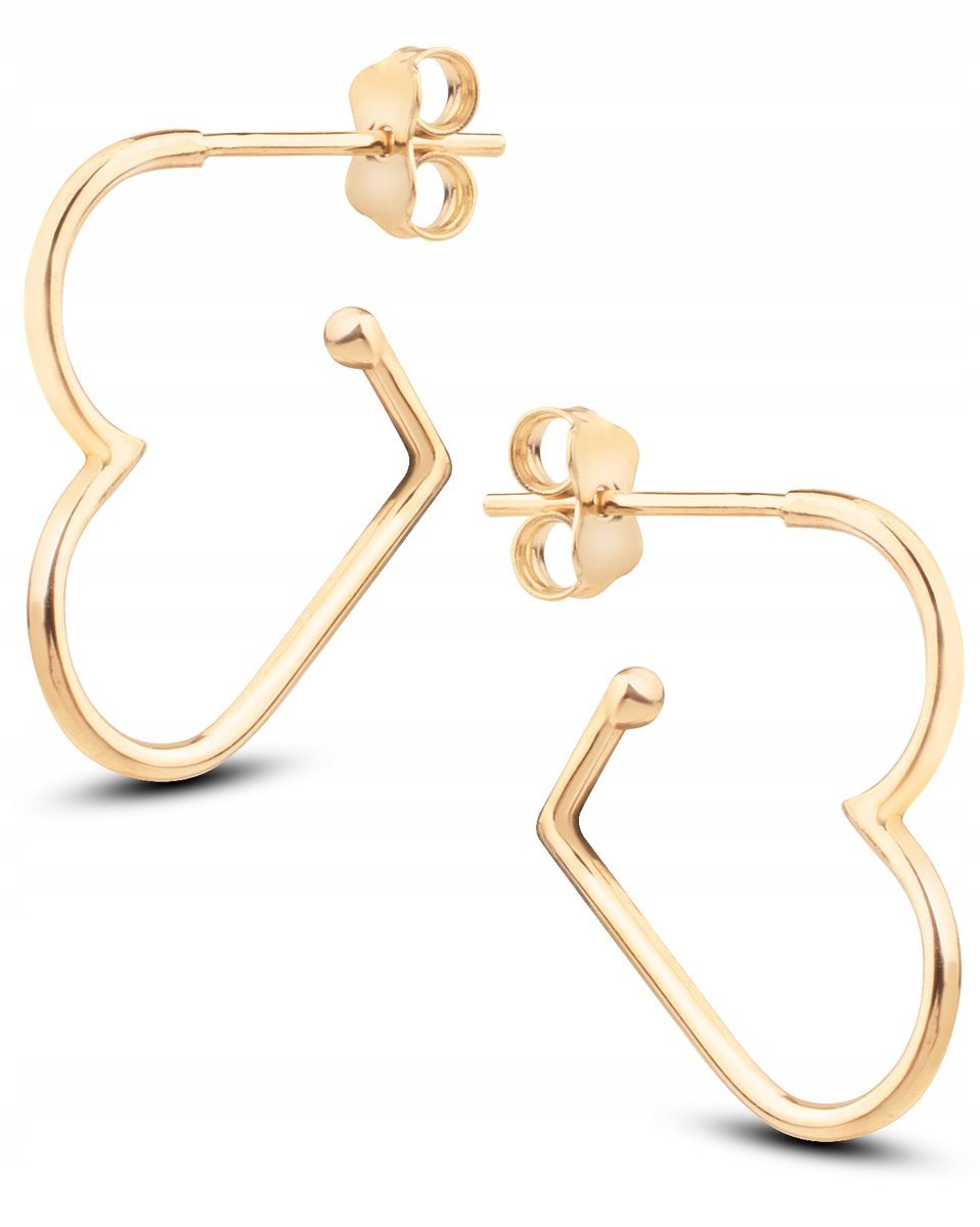 PIĘKNE ZŁOTE KOLCZYKI SERCA SERDUSZKA HEARTS NA SZTYFT 14KT 585