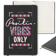 Notesy i bloczki - CZARNY NOTES 120 stron Z Gumką Zakładką POSITIVE VIBES Ciekawe Wzory - miniaturka - grafika 1