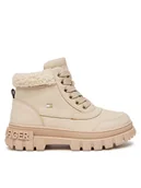 Buty dla dziewczynek - Tommy Hilfiger Trapery Lace-Up Bootie T1A5-33597-1628 S Beżowy - miniaturka - grafika 1