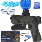 Zabawki militarne - PISTOLET NA KULKI ŻELOWE AUTOMAT BATERIA OKULARY 1000KULEK CELOWNIK GRANAT - miniaturka - grafika 1