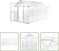 Szklarnie ogrodowe - The Living Store Szklarnia aluminiowa 362x190x195 cm 13,41 m³ - miniaturka - grafika 1