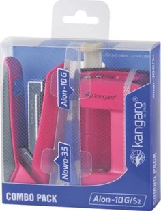 Kangaro dziurkacz Aion-10G i zszywacz Nowa-35 różowy - Zszywacze biurowe - miniaturka - grafika 1