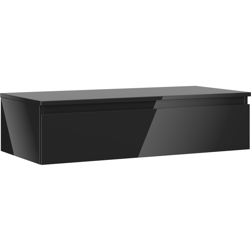 Mexen Orio szafka łazienkowa podumywalkowa 100 cm z blatem, 1 szuflada, czarna połysk - 91A10-10023-1-BFC70