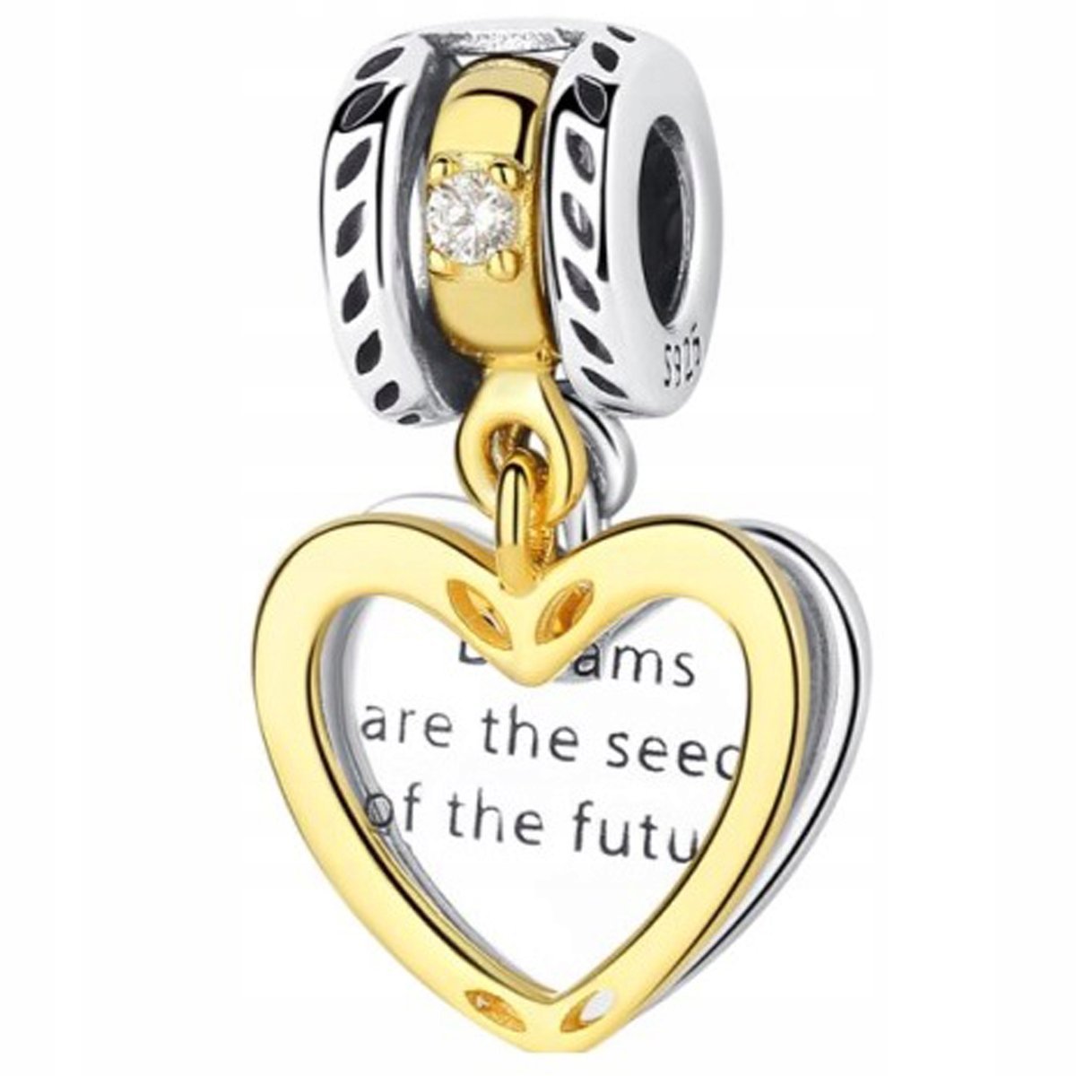 Charms Srebrny Serce Podwójne Serduszko Dwa Serca Wiszące SREBRO 925