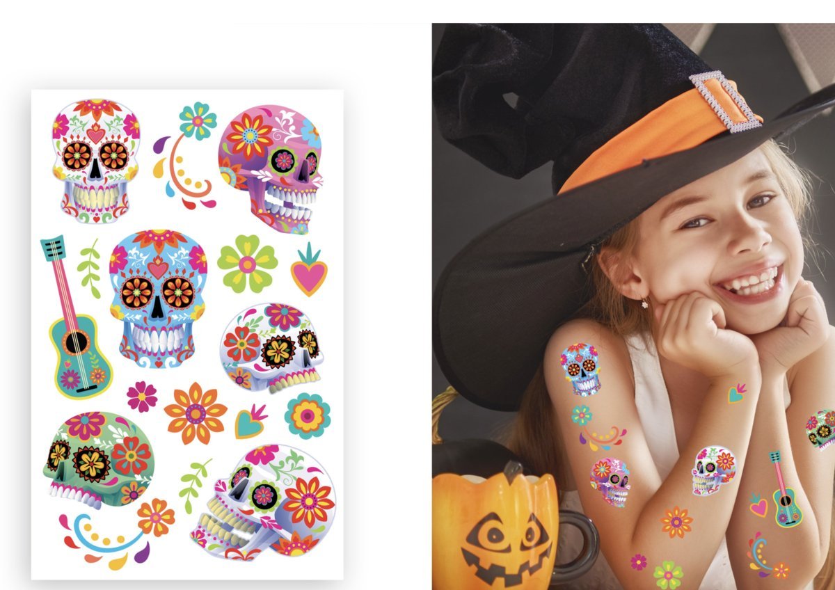 Sztuczne tatuaże dziecięce kolorowe Los Muertos