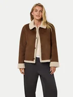 Płaszcze damskie - Noisy May Kożuch Dila 27031453 Brązowy Regular Fit - miniaturka - grafika 1