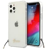 Etui i futerały do telefonów - Guess nakładka do iPhone 12 / 12 Pro 6,1" GUHCP12MKPSWH przeźroczysta hard case White Pearl GUE001320 - miniaturka - grafika 1
