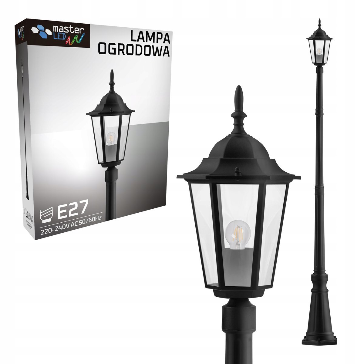Lampa LED Ogrodowa stojąca zewnętrzna lampion E27 Słupek