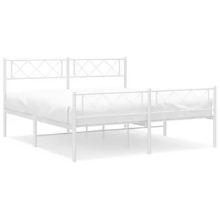 Metalowa rama łóżka z wezgłowiem i zanóżkiem, biała, 140x200 cm Lumarko! - Łóżka Metalowa rama łóżka z wezgłowiem i zanóżkiem, biała, 140x200 cm Lumarko! - Łóżka - miniaturka - grafika 3