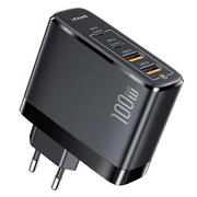 Ładowarki do telefonów - Usams Ładowarka Sieciowa 2xUSB-C+2xUSB T44 100W (only head) PD3.0 +QC3.0 Fast Charging czarny/black CC145TC01 (US-CC145) Usa001045 - miniaturka - grafika 1