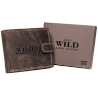 Portfele - Poziomy portfel męski z nubukowej skóry naturalnej, 10 x 12 x 2,5 cm - miniaturka - grafika 1