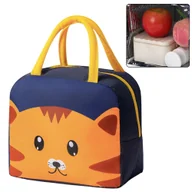 Przybory szkolne - Torba Termiczna Izolacyjna Śniadaniowa Lunch Bag Kot Granatowa 23cm LEAN - miniaturka - grafika 1