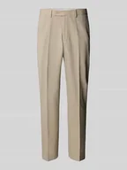 Spodnie męskie - Spodnie do garnituru z mieszanki wełny z kantami i kieszeniami z tyłu - miniaturka - grafika 1