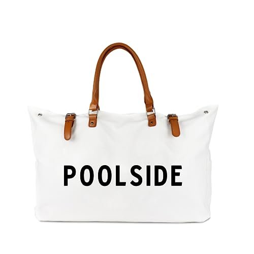 Lamyba Torba plażowa dla kobiet, wodoodporna, odporna na piasek, biała, XL