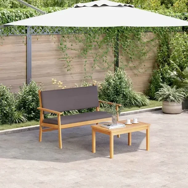 Zestaw do siedzenia z drewna akacjowego, antracytowy, 120x65.5x79 cm