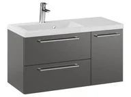 Szafki łazienkowe - Szafka Wisząca Z Umywalką RON 90 cm D Lewa - Titan Mat - Uchwyty Chromowane - miniaturka - grafika 1