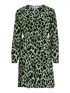 Sukienki - Vila Women's VIFINI V-Neck L/S Short Dress/SU-NOOS sukienka, zielony minerał/AOP: KIA, 44, Mineral Green/Aop:kia, 44 - miniaturka - grafika 1