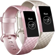 Akcesoria do smartwatchy - 2x PASEK DO Fitbit Charge 3/4 RÓŻOWY ZŁOTY TPU WODOODPORNY OPASKA L - miniaturka - grafika 1